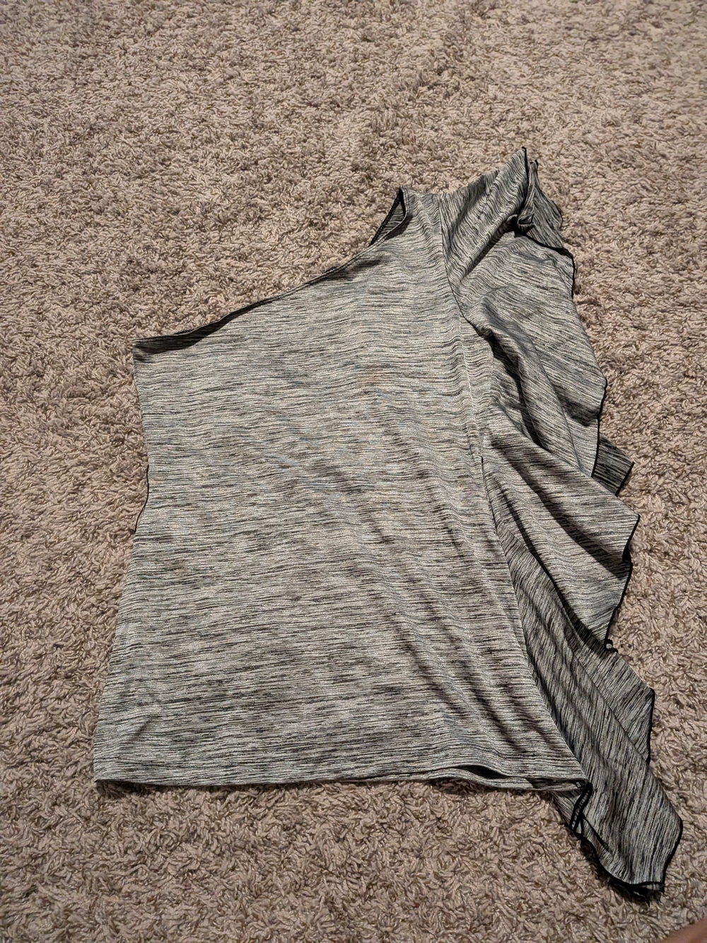Gray Marled One-Shoulder Ruffle Top - Picture 4 of 6